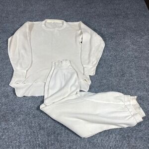 VTG Black Sheep Thermal Set Mens Medium White Waffle Knit Cotton Base Layer 80s